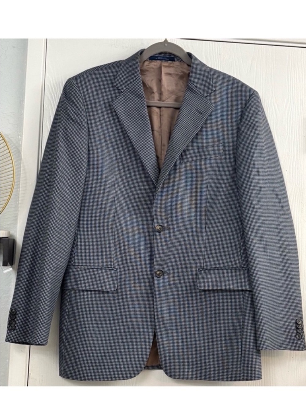 Joseph Blue Micro-Check Wool Silk Houndstooth Sport Coat Size 38R